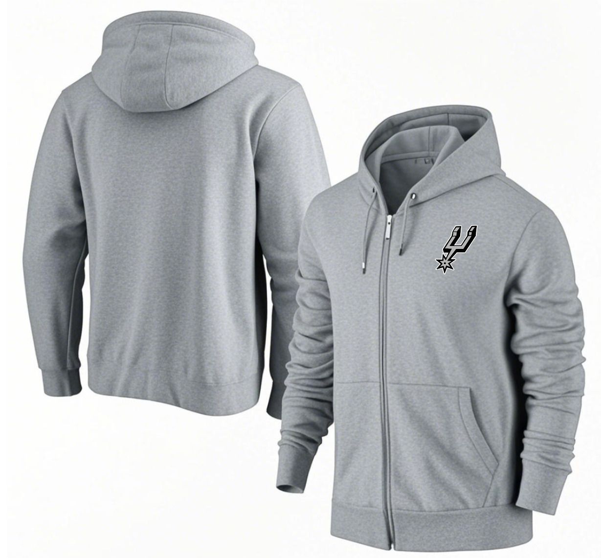 Men San Antonio Spurs Grey Zipper hoodie 2025 NBA Jersey style 1